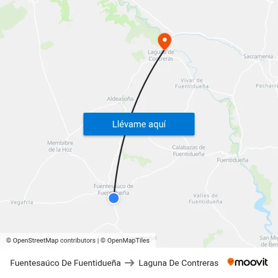 Fuentesaúco De Fuentidueña to Laguna De Contreras map