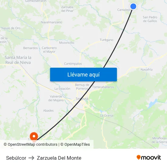 Sebúlcor to Zarzuela Del Monte map