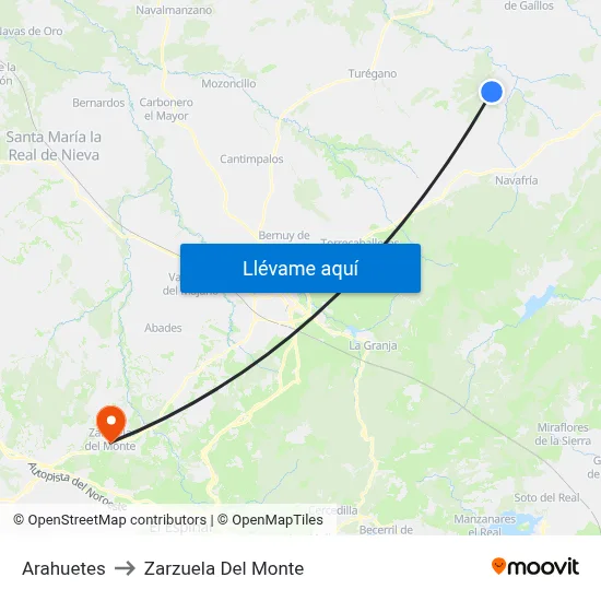 Arahuetes to Zarzuela Del Monte map