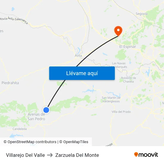 Villarejo Del Valle to Zarzuela Del Monte map
