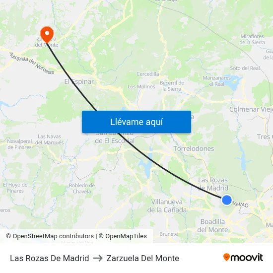 Las Rozas De Madrid to Zarzuela Del Monte map