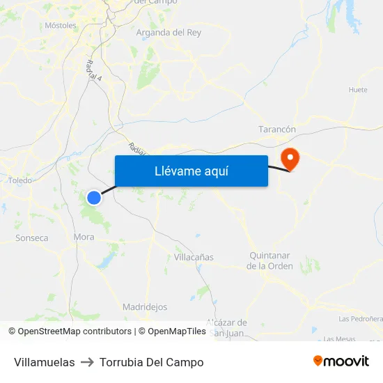 Villamuelas to Torrubia Del Campo map