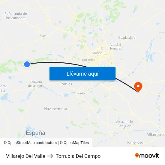 Villarejo Del Valle to Torrubia Del Campo map
