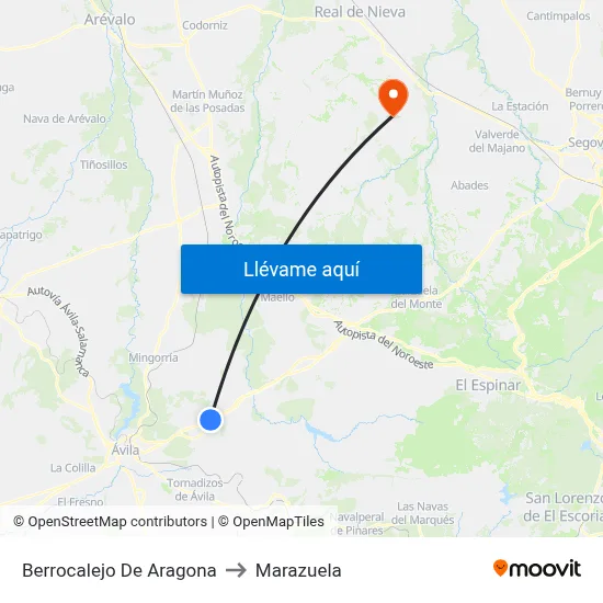 Berrocalejo De Aragona to Marazuela map