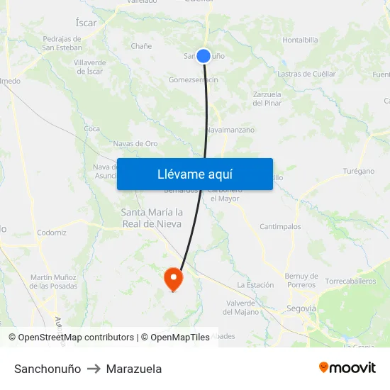 Sanchonuño to Marazuela map