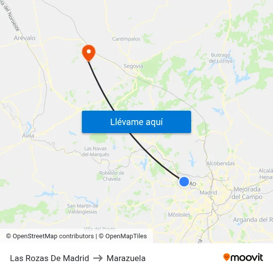 Las Rozas De Madrid to Marazuela map