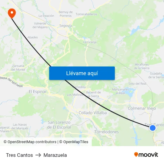 Tres Cantos to Marazuela map
