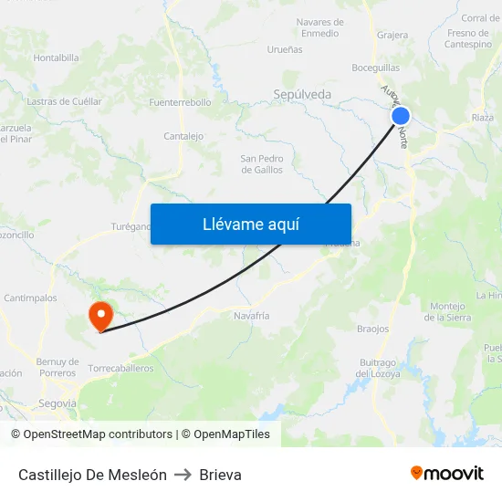 Castillejo De Mesleón to Brieva map