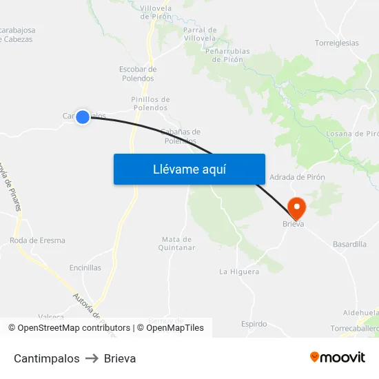 Cantimpalos to Brieva map
