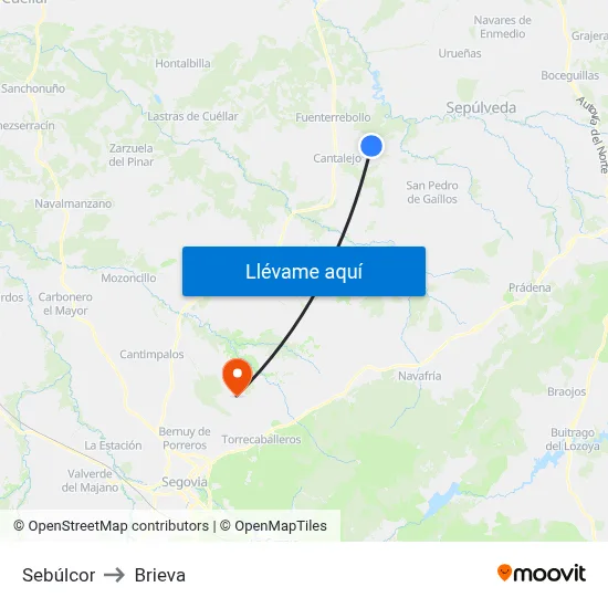 Sebúlcor to Brieva map