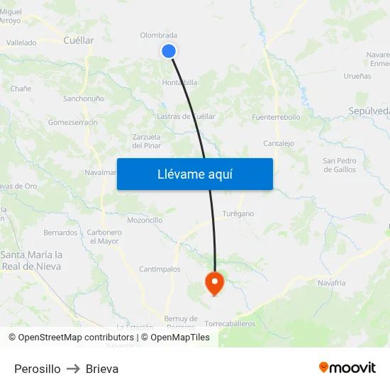 Perosillo to Brieva map