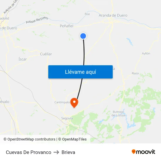 Cuevas De Provanco to Brieva map