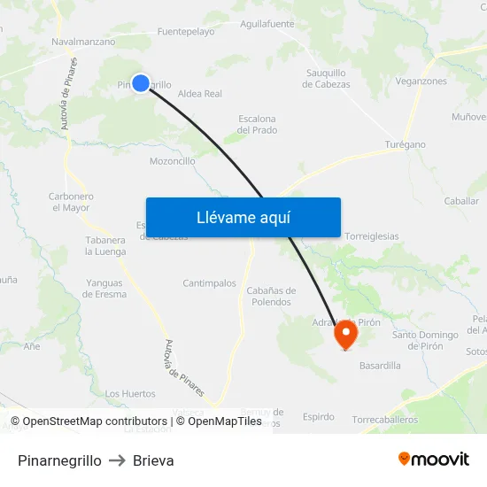 Pinarnegrillo to Brieva map