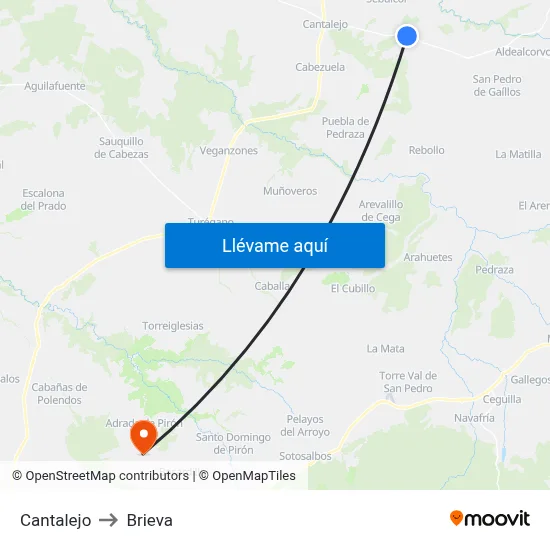 Cantalejo to Brieva map