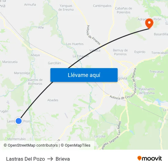 Lastras Del Pozo to Brieva map