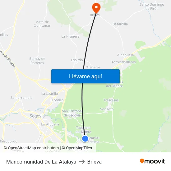Mancomunidad De La Atalaya to Brieva map