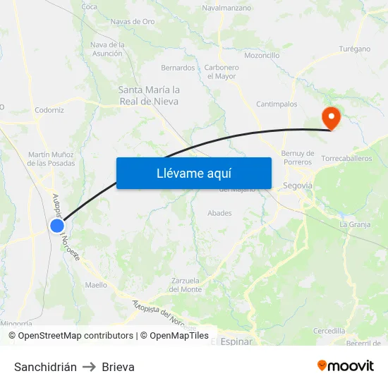 Sanchidrián to Brieva map