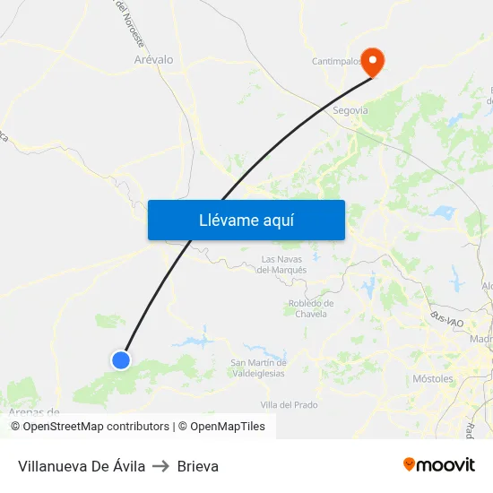 Villanueva De Ávila to Brieva map