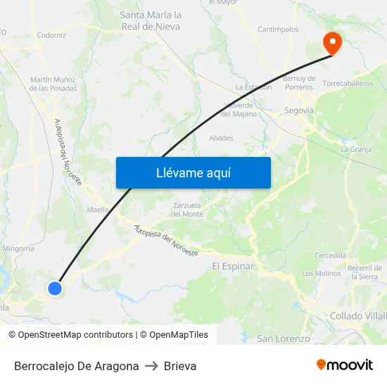 Berrocalejo De Aragona to Brieva map