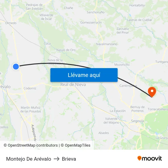 Montejo De Arévalo to Brieva map