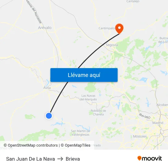 San Juan De La Nava to Brieva map