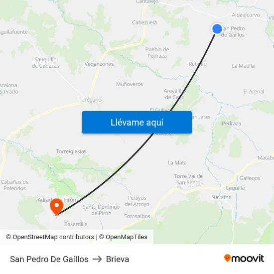 San Pedro De Gaíllos to Brieva map