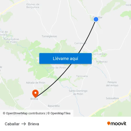 Caballar to Brieva map