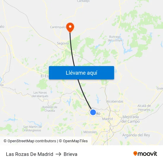 Las Rozas De Madrid to Brieva map