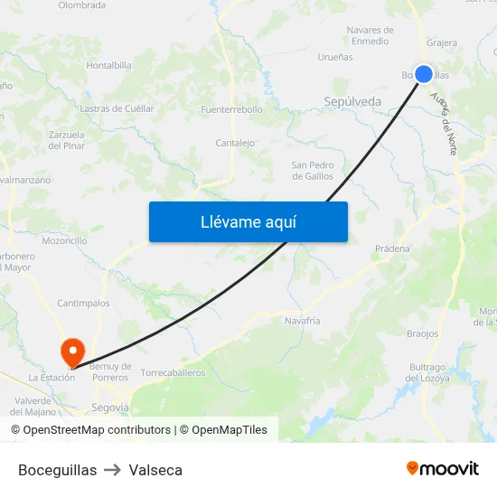 Boceguillas to Valseca map