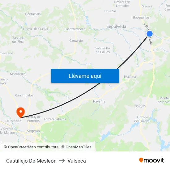Castillejo De Mesleón to Valseca map