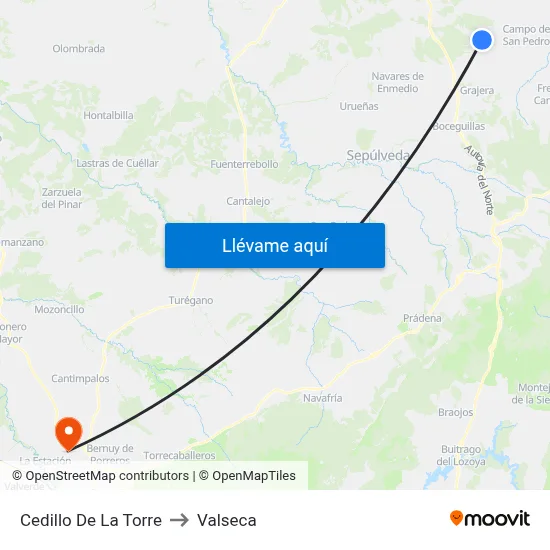 Cedillo De La Torre to Valseca map