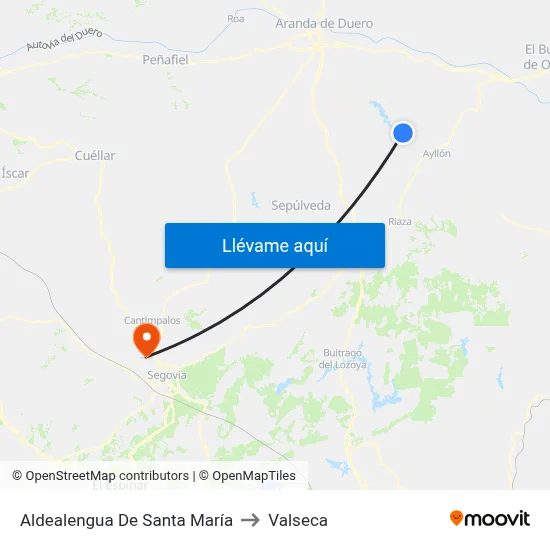 Aldealengua De Santa María to Valseca map