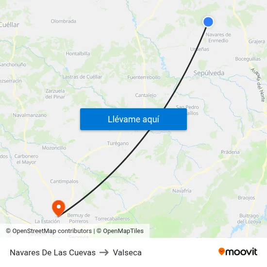 Navares De Las Cuevas to Valseca map