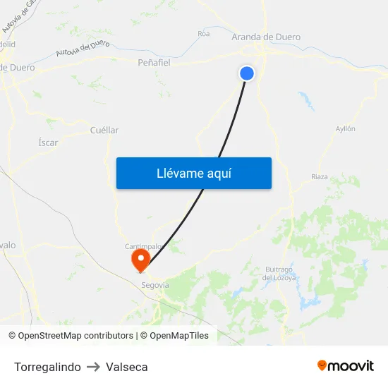 Torregalindo to Valseca map