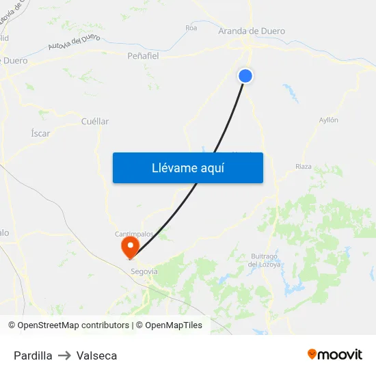 Pardilla to Valseca map