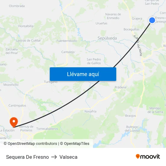 Sequera De Fresno to Valseca map