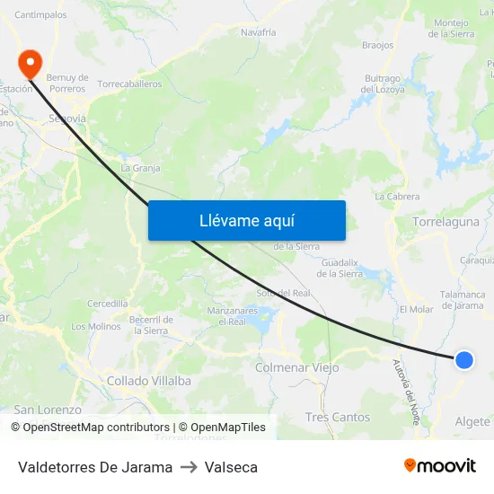 Valdetorres De Jarama to Valseca map