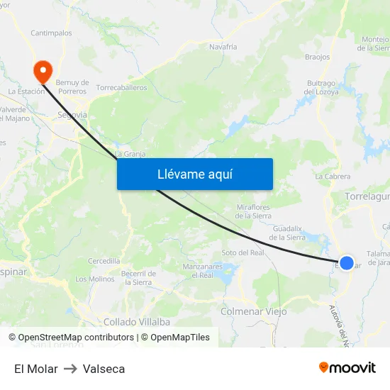 El Molar to Valseca map