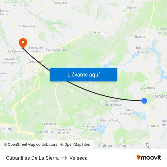 Cabanillas De La Sierra to Valseca map