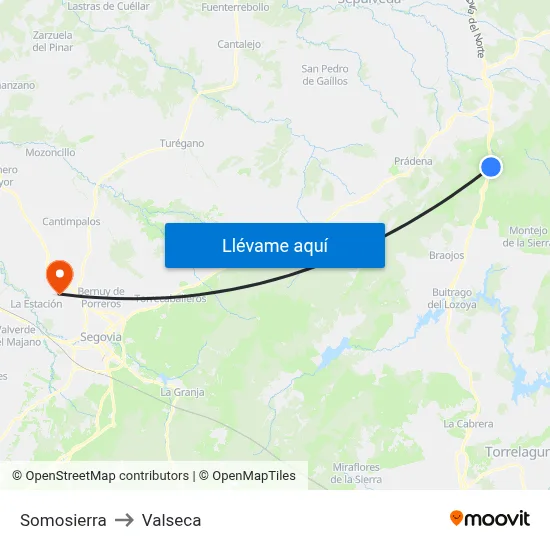 Somosierra to Valseca map