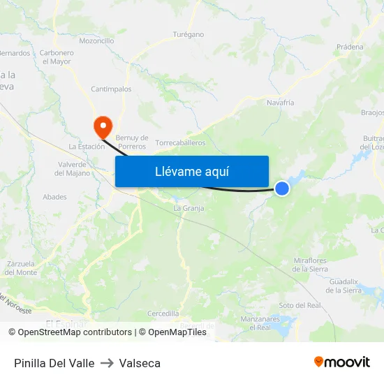 Pinilla Del Valle to Valseca map