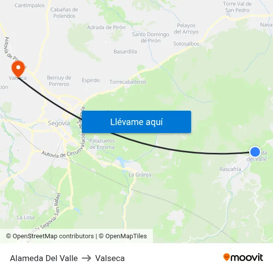 Alameda Del Valle to Valseca map