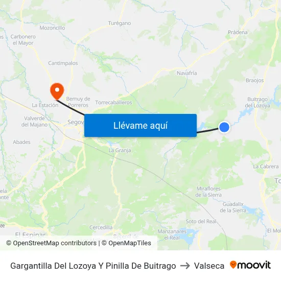 Gargantilla Del Lozoya Y Pinilla De Buitrago to Valseca map