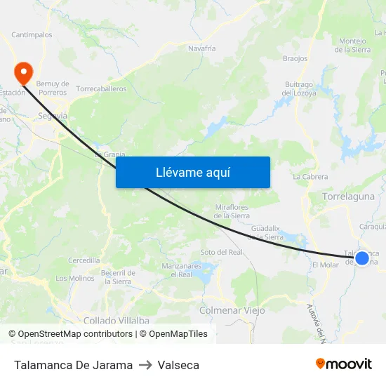 Talamanca De Jarama to Valseca map