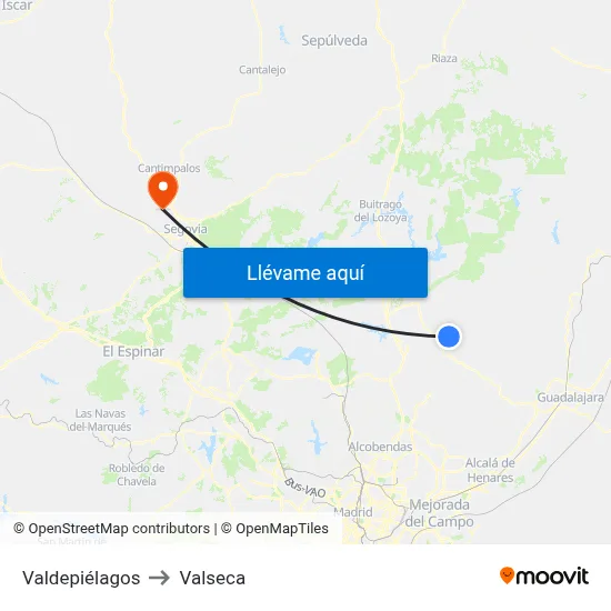 Valdepiélagos to Valseca map