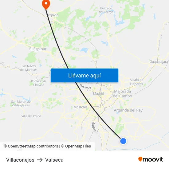Villaconejos to Valseca map