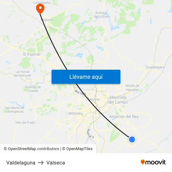 Valdelaguna to Valseca map