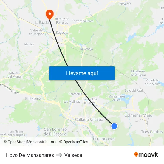 Hoyo De Manzanares to Valseca map