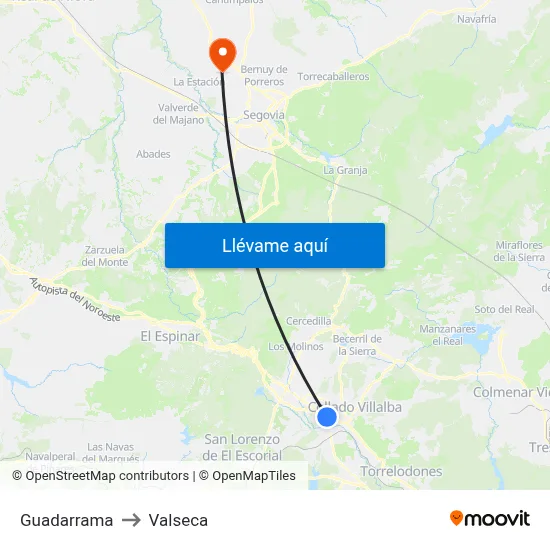 Guadarrama to Valseca map