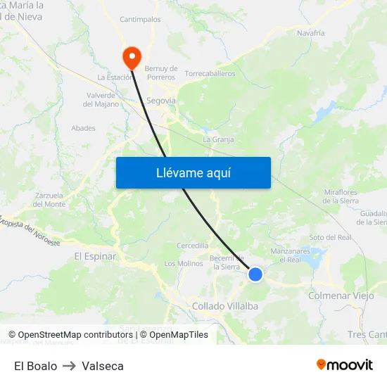 El Boalo to Valseca map